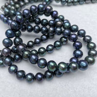 NEW AA wholesale 10strands 9mm black near round potato freshwater pearl strings