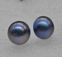 AAAA 12.5-14.5mm 925s blue black Mabe pearl stud earring