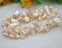 GORGEOUS luster 2lines Baroque Keshi rare pearl bracelet Elastic Free P&P