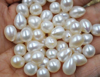 wholesale 120 PCS 7-8mm Half hole freshwater pearl loose beads drip rice