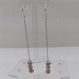 6mm purple freshwater pearl long style earring women's jewelry