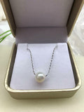 Stunning 9.5mm round white Freshwater pearl pendant necklace s925 Chain