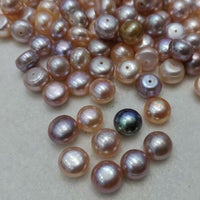 wholesale 10.5-11mm button freshwater pearl loose beads half hole