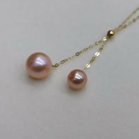 Gorgeous 2pcs round pearl pendant G18K Chain necklace