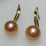 10-11mm round pink pearl earring for women sterloing silver FW pearls