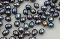 wholesale rice black freshwater pearl 7.5-8*8.5-11mm loose half drilled pearl