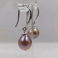 Baroque drop natural colour pearl dangle earring 8-9*11-12mm size