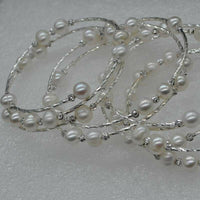 Handmade 7mm white circle style freshwater pearl bracelet free P&P