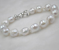 GORGEOUS luster 11-12mm natural Similar Baroque freshwater pearl bracelet