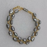 Genuine baroque gray cultured freshwater pearl bracelet 5-6mm 6-7mm