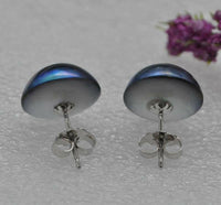 AAAA 12.5-14.5mm 925s blue black Mabe pearl stud earring