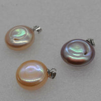 wholesale 10 PCS 15-18mm smooth coin freshwater pearl pendants Q30356