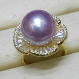 Gorgeous 13-14mm round Fw Pearl sterling silver ring various option