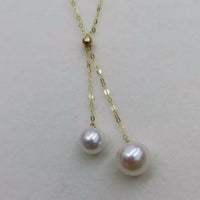 Gorgeous 2pcs round pearl pendant G18K Chain necklace