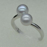 wholesale 10 pcs 6-6.5mm gray freshwater pearl mix style rings Free shipping