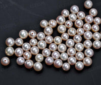 fine lots half drilled 5-6mm round freshwater pearl for pendant earring ring