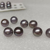 9mm round loose pearls half drilled purple freshwater pearl pairs