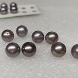 9mm round loose pearls half drilled purple freshwater pearl pairs