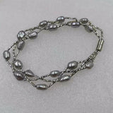 Genuine baroque gray cultured freshwater pearl bracelet 5-6mm 6-7mm