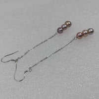 6mm purple freshwater pearl long style earring women's jewelry