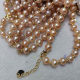 Natural color 7mm near round freshwater pearl braceelt golden chain