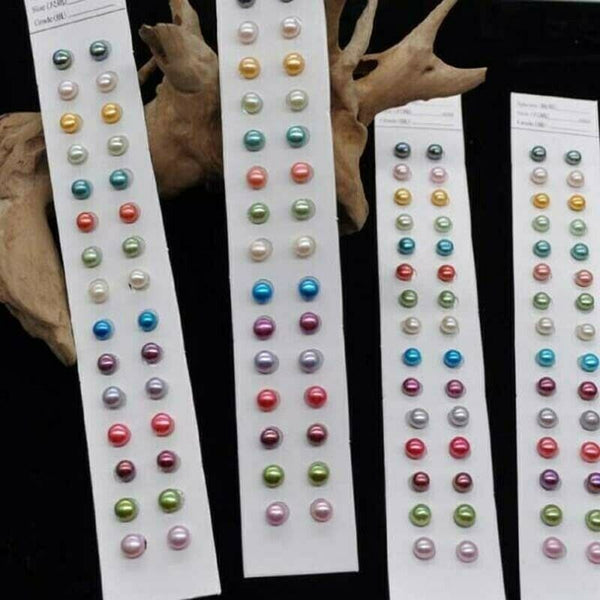 Gorgeous colors loose freshwater pearl button half drilled beads 5-6mm diy