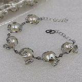 Genuine 12mm natural baroque freshwater pearl bracelet chain 17-20cm