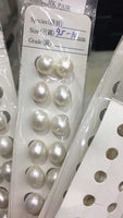 [ELEISPL] 10 pairs AAA Grade 9.5-10mm Teardrop Real Pearl half hole beads