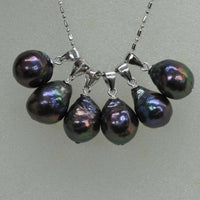 Natural furrow Kasumi black baroque pearl pendant chain necklace