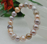 Wholesale 50 strand luster natural color 9*10mm FW pearl Elastic bracelets