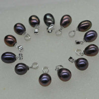 fine black drop rice real pearl pendants wholesale without chain  Q30317