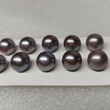 9mm round loose pearls half drilled purple freshwater pearl pairs