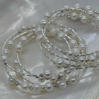 Handmade 7mm white circle style freshwater pearl bracelet free P&P