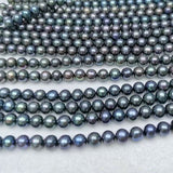 NEW AA wholesale 10strands 9mm black near round potato freshwater pearl strings