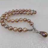 Gorgeous 11-12mm rainbow luster furrow Kasumi pearl pendant necklace