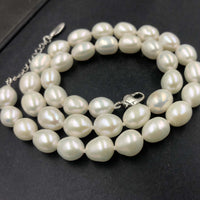 [ELEISPL]  Fine Rice Freshwater Pearl White 8-9mm Necklace #22010058