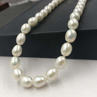 [ELEISPL]  Fine Rice Freshwater Pearl White 8-9mm Necklace #22010058