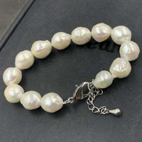 [ELEISPL]  Genuine Pearl Jewelry Women''s Bracelet 10-11mm Baroque Shape Beads White  #22010059