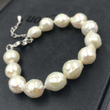 [ELEISPL]  Genuine Pearl Jewelry Women''s Bracelet 10-11mm Baroque Shape Beads White  #22010059