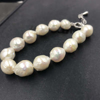 [ELEISPL]  Genuine Pearl Jewelry Women''s Bracelet 10-11mm Baroque Shape Beads White  #22010059