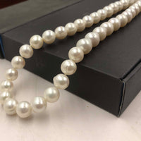 [ELEISPL]10-11MM Near Round White Pearl Necklace Silver Clasp #22010005