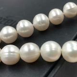 [ELEISPL]10-11MM Near Round White Pearl Necklace Silver Clasp #22010005