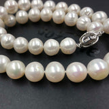 [ELEISPL]10-11MM Near Round White Pearl Necklace Silver Clasp #22010005