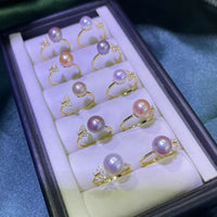 wholesale 10 pcs fine pearl jewelry butterfly rings sterling silver 7-8mm round pearl