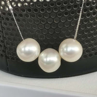 New Sterling silver  9.5-10mm Near Round FW Pearl Pendant Chain Necklace Ladies"s Jewelry