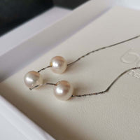 New Sterling silver  9.5-10mm Near Round FW Pearl Pendant Chain Necklace Ladies"s Jewelry