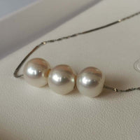 New Sterling silver  9.5-10mm Near Round FW Pearl Pendant Chain Necklace Ladies"s Jewelry