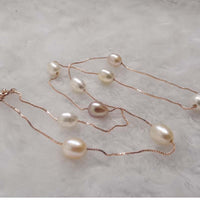 Wholesale 10X Natural Rice Freshwater Pearl Mxed Beads Chain Necklace For girls