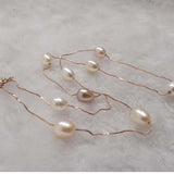 Wholesale 10X Natural Rice Freshwater Pearl Mxed Beads Chain Necklace For girls