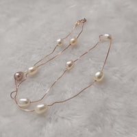 Wholesale 10X Natural Rice Freshwater Pearl Mxed Beads Chain Necklace For girls